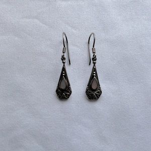 Vintage 925 Sterling Silver Mother of Pearl Teardrop Earrings